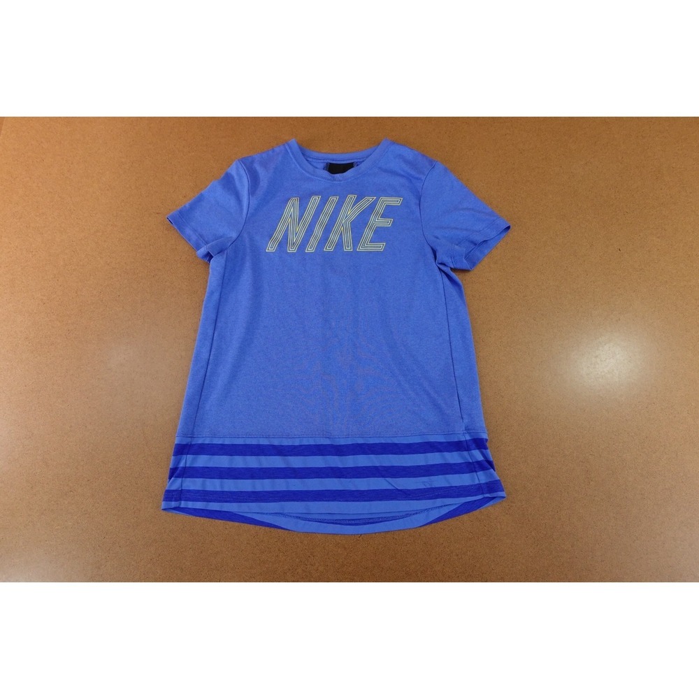 Nike Girls Size Large Blue Short Sleeve Logo Graphic Active Tunic Tee